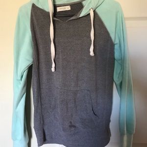Two tone mint grey hoodie